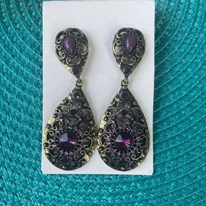 Purple Stud Dangling Earings